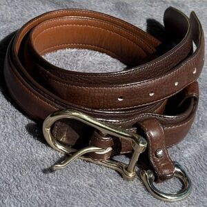 Willis & Geiger Brown Pebbled Leather Equestrian Hoof Pick Belt Gold 36 Buckle
